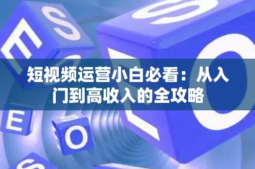 短视频运营小白必看：从入门到高收入的全攻略