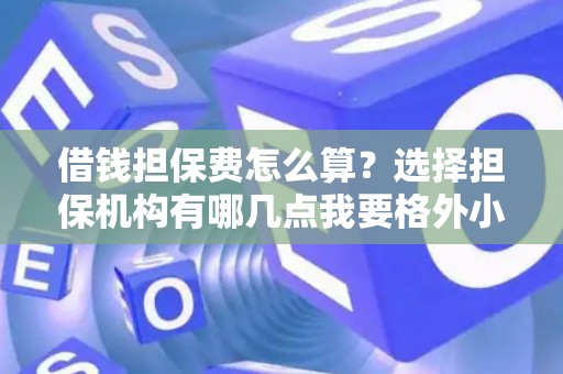 借钱担保费怎么算？选择担保机构有哪几点我要格外小心？